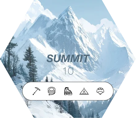 Expedition Summit tile: 10 Energy, needs Ice Axe, Rope, Crampons, Tent, Helmet.